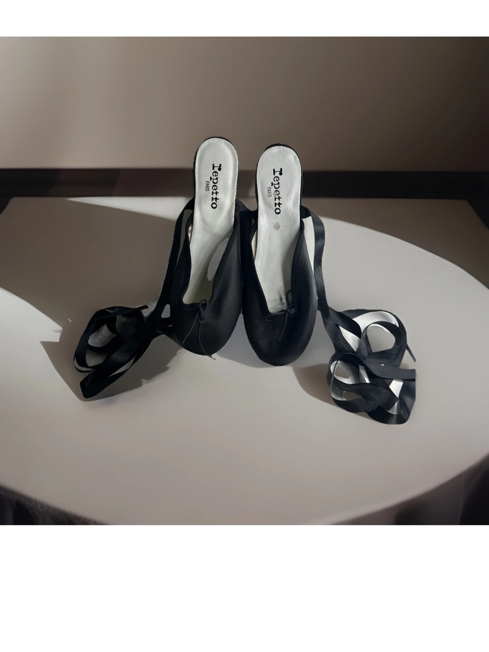 French Classic Repetto Ballet Shoes Ribbon Flat Black, Size 40